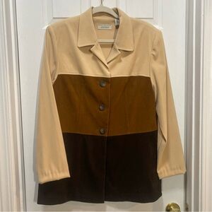 Lord & Taylor Beige and Brown Colorblock Jacket